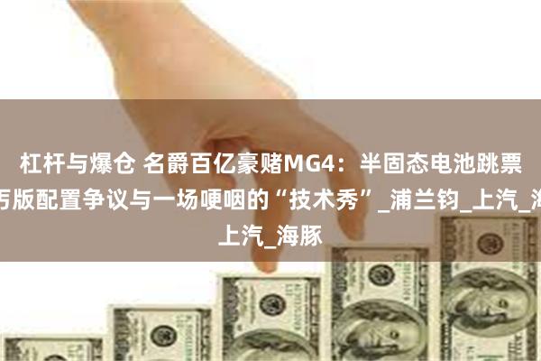 杠杆与爆仓 名爵百亿豪赌MG4：半固态电池跳票、丐版配置争议与一场哽咽的“技术秀”_浦兰钧_上汽_海豚