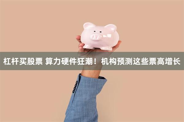 杠杆买股票 算力硬件狂潮！机构预测这些票高增长