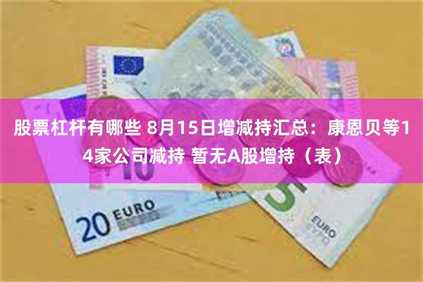 股票杠杆有哪些 8月15日增减持汇总：康恩贝等14家公司减持 暂无A股增持（表）